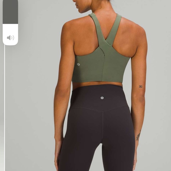 Lululemon nulu align front wrap halter 4 crop top long line bra green twill - Picture 6 of 6